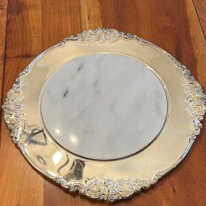 Godinger Elegant Silver Plated and Marble Decorative Cheese Plate Tray
